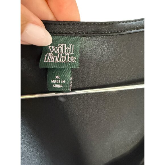 Wild Fable XL‎ Black Long Sleeve Draped Bodysuit - Picture 3 of 8